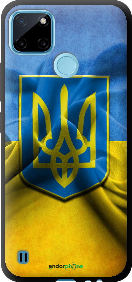 

TPU чорний чохол "Прапор та герб України" для Realme C21Y, Блакитний