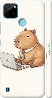3D пластиковый матовый чехол Funny Capybara CEO Working для Realme C25Y - 6777m-2553 изображение 