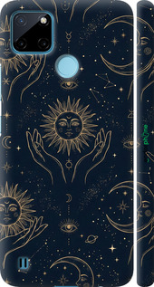 3D пластиковий матовий чехол Celestial Harmony: Sun & Moon Gold Mystic Pattern для Realme C21Y - 6778m-2472 изображение 