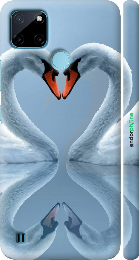 3D пластиковый матовый чехол Лебеди для Realme C21Y - 6007m-2472 изображение 