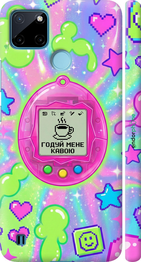 3D пластиковый матовый чехол Y2K Aesthetic Retro Pet: Годуй мене кавою для Realme C25Y - 6784m-2553 изображение 