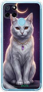 Силикон с усиленными углами чехол Mystic White Cat Gothic Dark Purple Gold для Realme C25Y - 6805sp-2553 изображение 