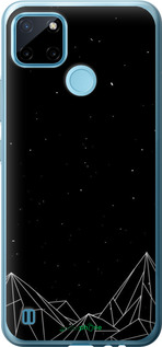 Силиконовый чехол Черно белые абстрактные горы для Realme C25Y - 6437u-2553 изображение 