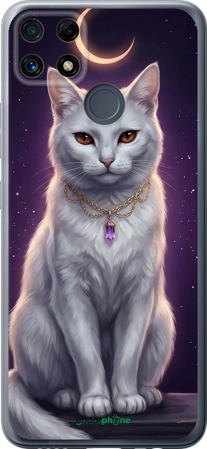 Силіконовий чехол Mystic White Cat Gothic Dark Purple Gold для Realme C25s - 6805u-3679 изображение 