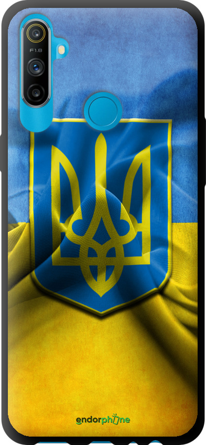 

TPU чорний чохол "Прапор та герб України" для Realme C3, Блакитний