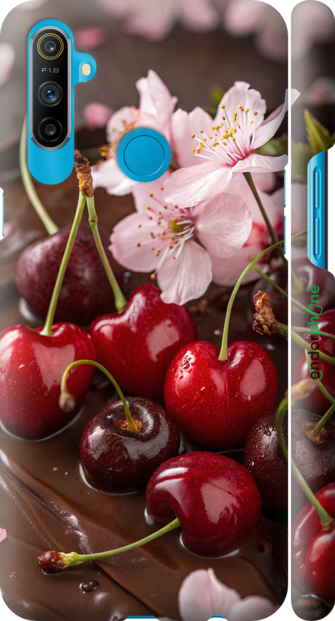 3D пластиковый матовый чехол Вишня в шоколаде для Realme C3 - 6698m-1889 изображение 