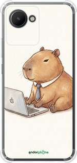 Силіконовий протиударний с посиленими кутами чехол Funny Capybara CEO Working для Realme C30 - 6777sp-2700 изображение 