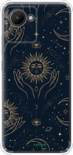 Силикон с усиленными углами чехол Celestial Harmony: Sun & Moon Gold Mystic Pattern для Realme C30 - 6778sp-2700 изображение 