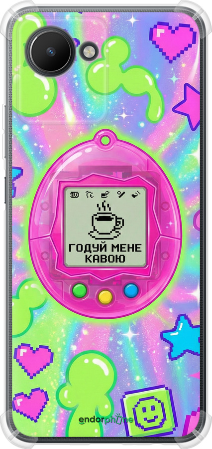 Силикон с усиленными углами чехол Y2K Aesthetic Retro Pet: Годуй мене кавою для Realme C30 - 6784sp-2700 изображение 