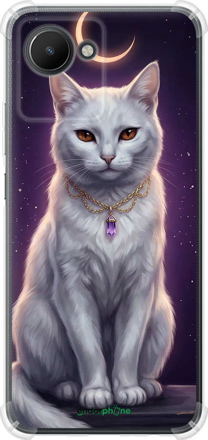 Силіконовий протиударний с посиленими кутами чехол Mystic White Cat Gothic Dark Purple Gold для Realme C30 - 6805sp-2700 изображение 
