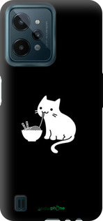 TPU чехол С милым котом на черном фоне для Realme C31 - 6528b-2593 изображение 