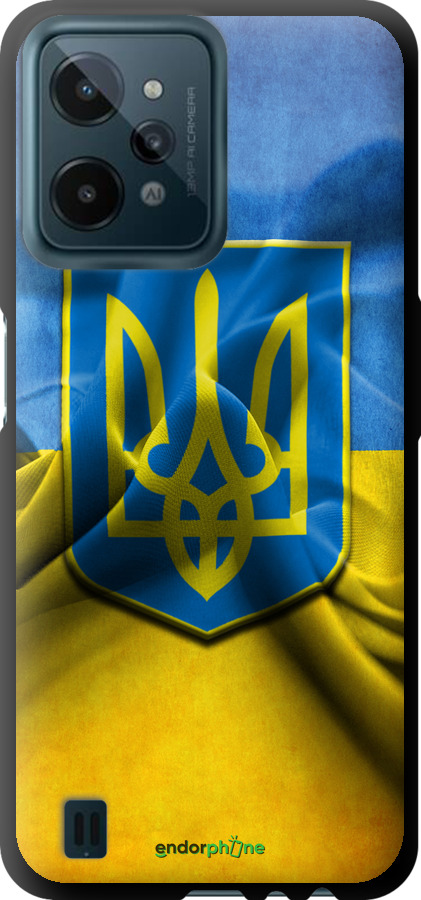 

TPU чорний чохол "Прапор та герб України" для Realme C31, Блакитний