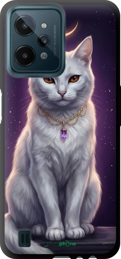TPU чехол Mystic White Cat Gothic Dark Purple Gold для Realme C31 - 6805b-2593 изображение 