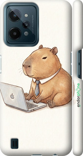 3D пластиковый матовый чехол Funny Capybara CEO Working для Realme C31 - 6777m-2593 изображение 