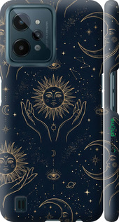 3D пластиковый матовый чехол 'Celestial Harmony: Sun & Moon Gold Mystic Pattern' для Realme C31 изображение 9