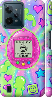 3D пластиковый матовый чехол Y2K Aesthetic Retro Pet: Годуй мене кавою для Realme C31 - 6784m-2593 изображение 