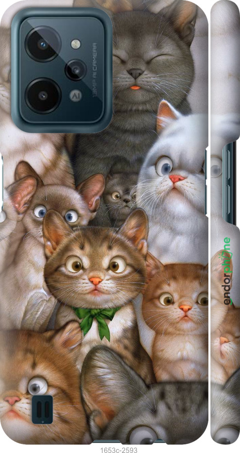 

3D пластиковий матовий чохол "Коти" для Realme C31