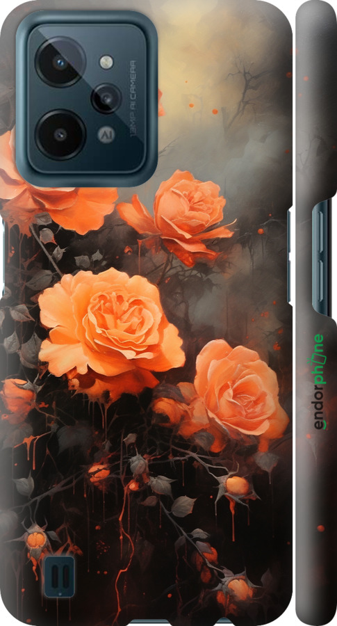 3D пластиковый матовый чехол Оранжевые розы для Realme C31 - 5944m-2593 изображение 