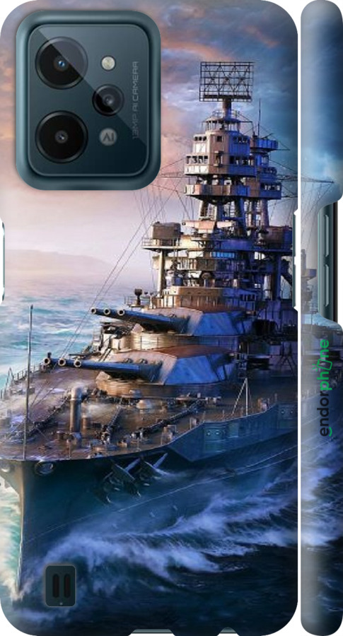 3D пластиковый матовый чехол Военный корабль, world of tanks, wargaming для Realme C31 - 6461m-2593 изображение 