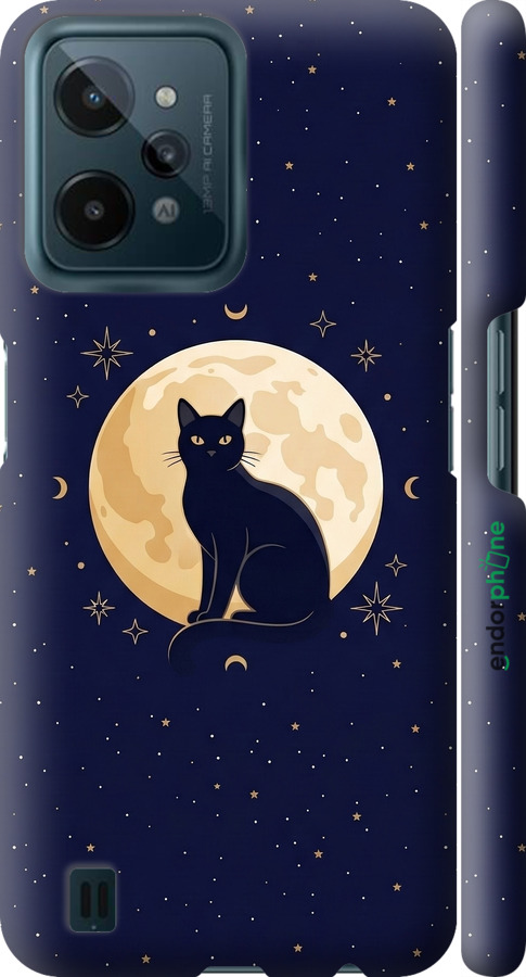 3D пластиковый матовый чехол Cute Cat Celestial/Witchy для Realme C31 - 6787m-2593 изображение 