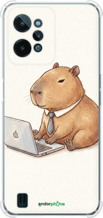 Силикон с усиленными углами чехол Funny Capybara CEO Working для Realme C31 - 6777sp-2593 изображение 