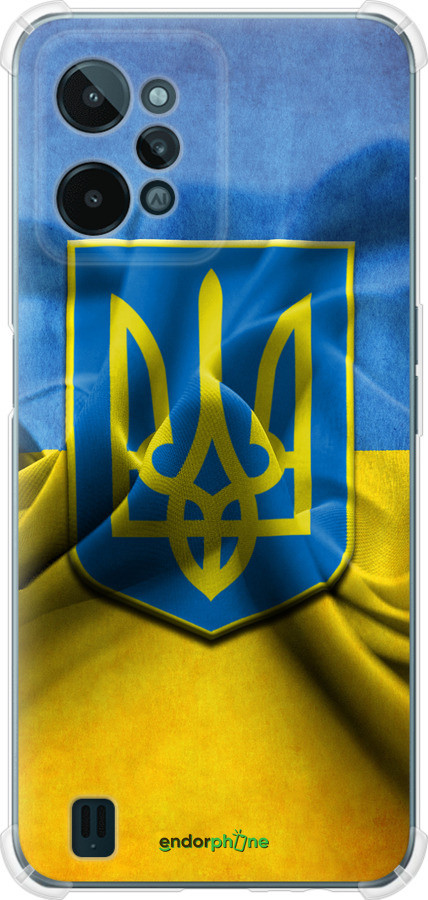 

Силіконовий протиударний с посиленими кутами чохол "Прапор та герб України" для Realme C31, Блакитний