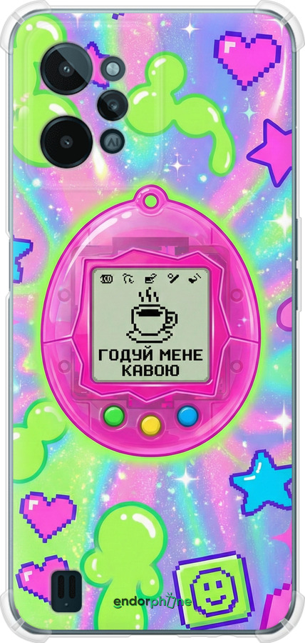 Силикон с усиленными углами чехол Y2K Aesthetic Retro Pet: Годуй мене кавою для Realme C31 - 6784sp-2593 изображение 