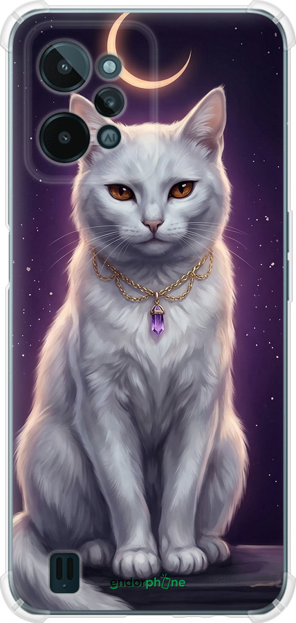 Силіконовий протиударний с посиленими кутами чехол Mystic White Cat Gothic Dark Purple Gold для Realme C31 - 6805sp-2593 изображение 