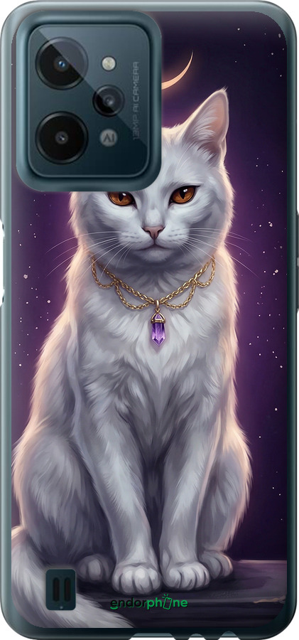 Силиконовый чехол Mystic White Cat Gothic Dark Purple Gold для Realme C31 - 6805u-2593 изображение 