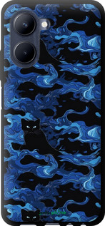 TPU чехол Абстрактный узор черных котов на синем фоне для Realme C33 - 6525b-2870 изображение 