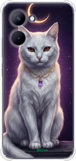 Силикон с усиленными углами чехол Mystic White Cat Gothic Dark Purple Gold для Realme C33 - 6805sp-2870 изображение 