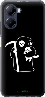 Силиконовый чехол Минималистичный арт: смерть и кошка для Realme C33 - 6529u-2870 изображение 