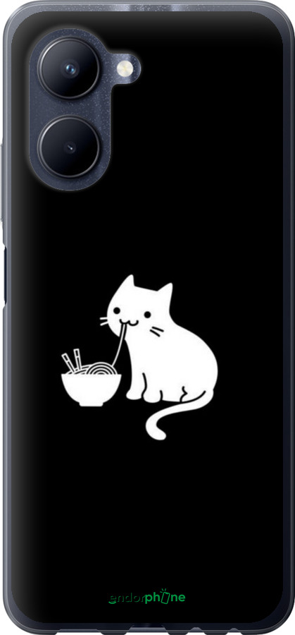 Силиконовый чехол С милым котом на черном фоне для Realme C33 - 6528u-2870 изображение 