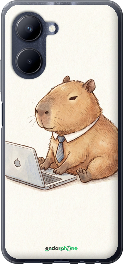 Силиконовый чехол Funny Capybara CEO Working для Realme C33 - 6777u-2870 изображение 