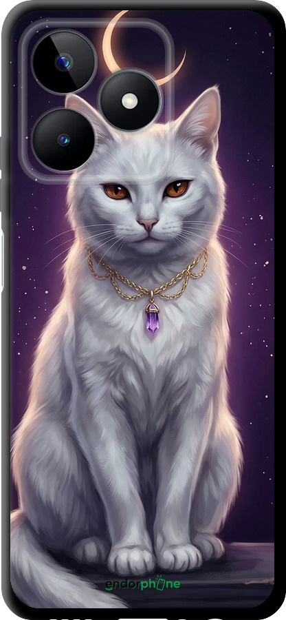 TPU чехол Mystic White Cat Gothic Dark Purple Gold для Realme C53 - 6805b-3128 изображение 