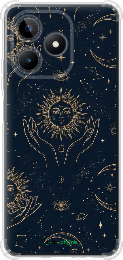 Силикон с усиленными углами чехол Celestial Harmony: Sun & Moon Gold Mystic Pattern для Realme Note 50 - 6778sp-3752 изображение 