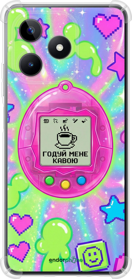 Силикон с усиленными углами чехол Y2K Aesthetic Retro Pet: Годуй мене кавою для Realme C51 - 6784sp-3467 изображение 