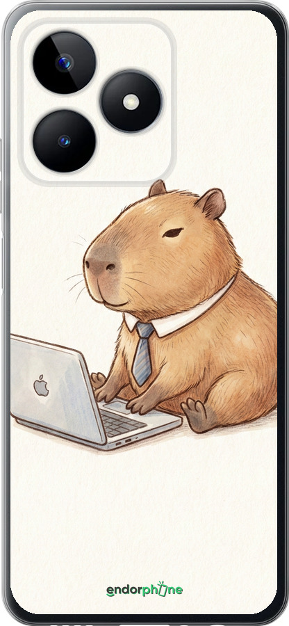 Силиконовый чехол Funny Capybara CEO Working для Realme Narzo N53 - 6777u-4042 изображение 