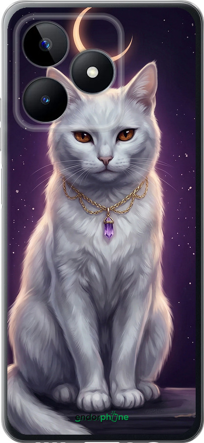 Силіконовий чехол Mystic White Cat Gothic Dark Purple Gold для Realme C51 - 6805u-3467 изображение 