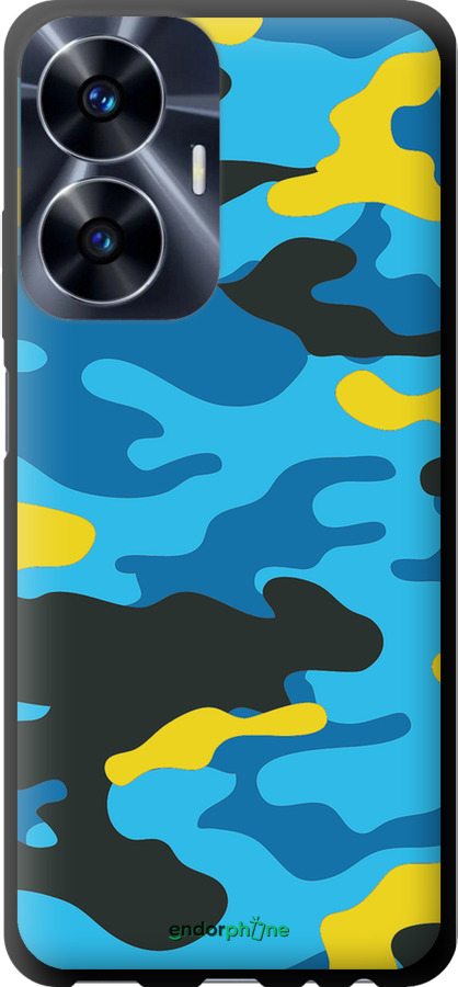 TPU чехол Желто-голубой камуфляж для Realme C55 - 1084b-2992 изображение 