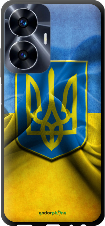 

TPU чорний чохол "Прапор та герб України" для Realme C55, Блакитний