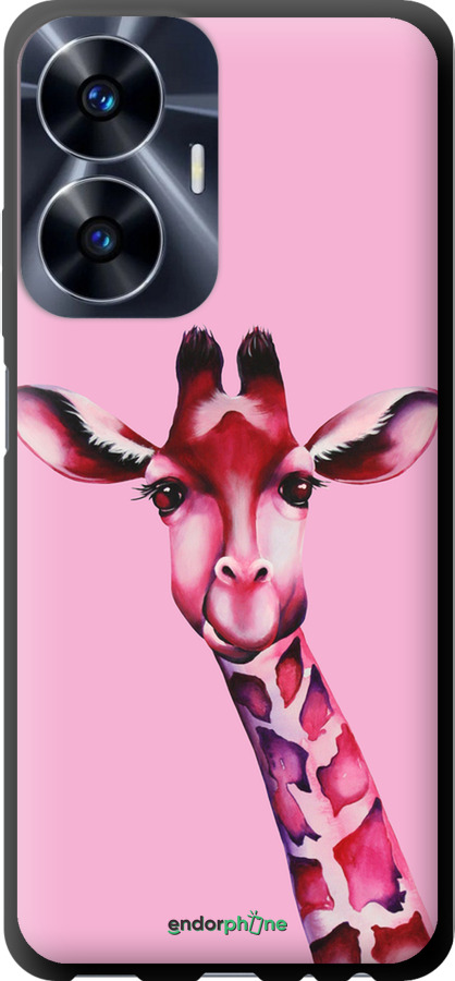 TPU чехол Розовая жирафа для Realme C55 - 4441b-2992 изображение 
