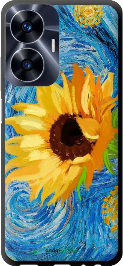 TPU чехол Цветы желто-голубые для Realme C55 - 5308b-2992 изображение 