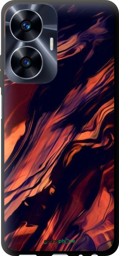 TPU чехол Черно-оранжевая абстракция для Realme C55 - 5340b-2992 изображение 