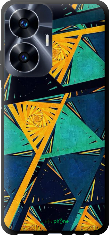 TPU чехол Арт, абстракция, желтый, синий для Realme C55 - 5382b-2992 изображение 