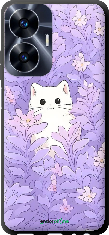 TPU чехол Котик в цветах для Realme C55 - 6390b-2992 изображение 