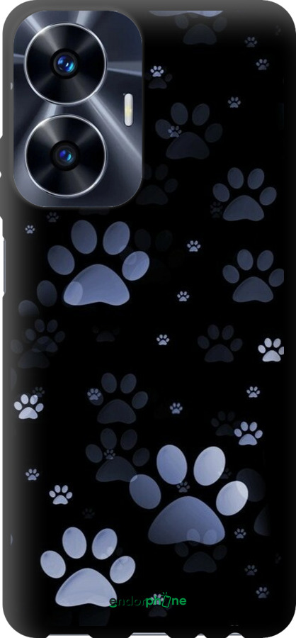 TPU чехол З синіми відбитками лап для Realme C55 - 6441b-2992 изображение 