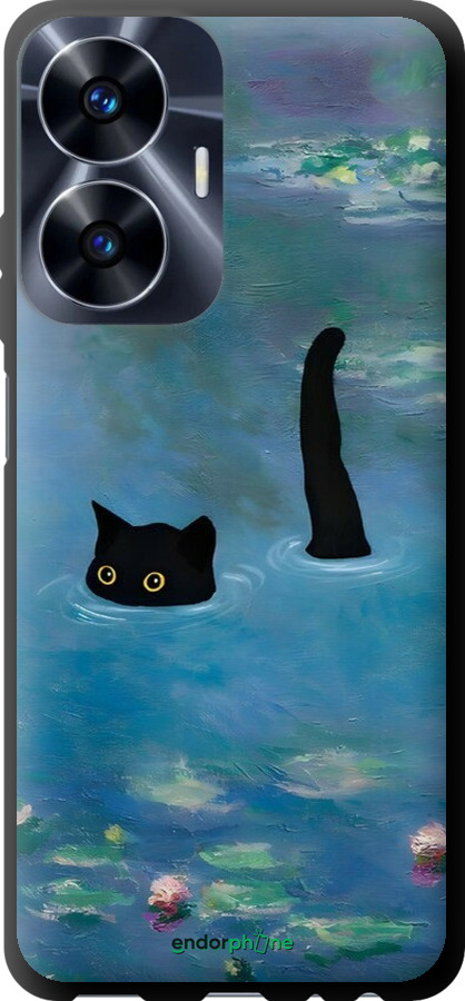 TPU чехол С изображением кота и водяной лилии Monet для Realme C55 - 6519b-2992 изображение 