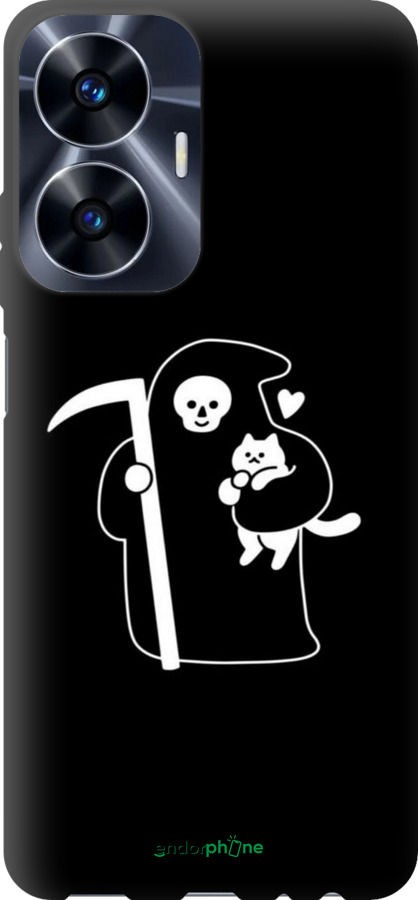 TPU чехол Минималистичный арт: смерть и кошка для Realme C55 - 6529b-2992 изображение 