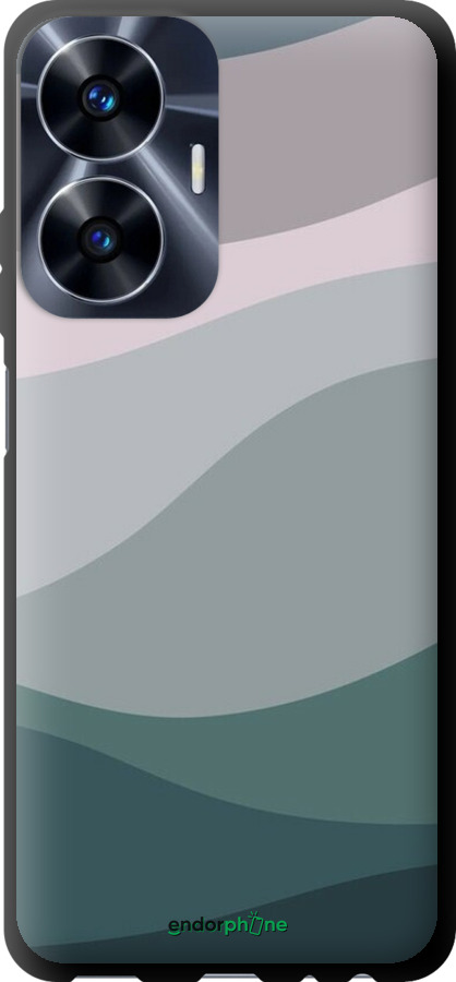 TPU чехол С фиолетовым и бирюзовым ретро-стилем и волнами для Realme C55 - 6533b-2992 изображение 